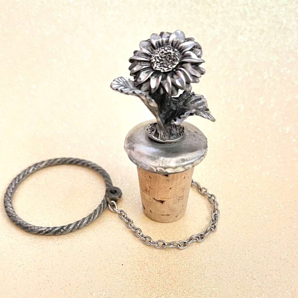 Pewter 🌻 Sunflower Wine Stopper
